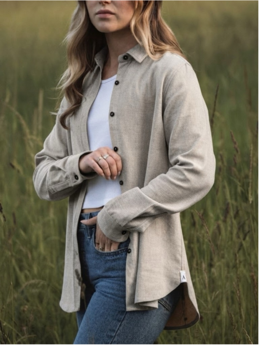 Anián Oxford Long Sleeve Button Down Shirt Beige Size XS